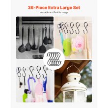 36 Pack S Hooks with Safety Buckle 39.68 LBS Capacity Heavy Duty Metal Hooks