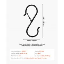 36 Pack S Hooks with Safety Buckle 39.68 LBS Capacity Heavy Duty Metal Hooks