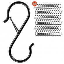 36 Pack S Hooks with Safety Buckle 39.68 LBS Capacity Heavy Duty Metal Hooks