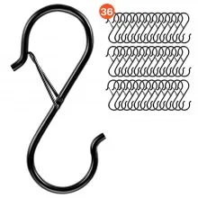 36 Pack S Hooks with Safety Buckle 39.68 LBS Capacity Heavy Duty Metal Hooks