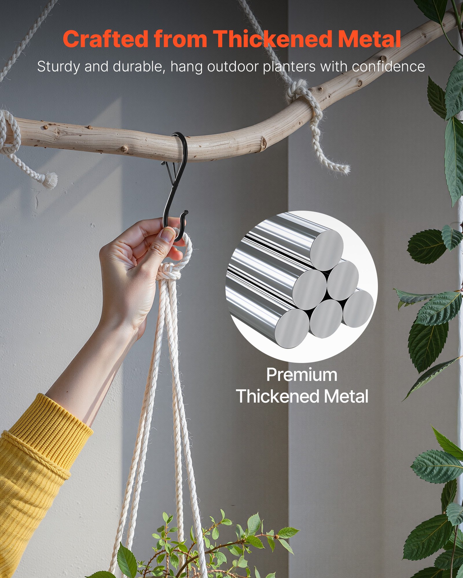 VEVOR S Hooks 36 Pack, 39.68 LBS Capacity for Bars up to 0.85 Inch, S Shaped Hooks with Safety Buckle, Heavy Duty Metal Hangers for Plants, Jeans, Clothes in Garden, Closet, Kitchen, Bedroom, Black