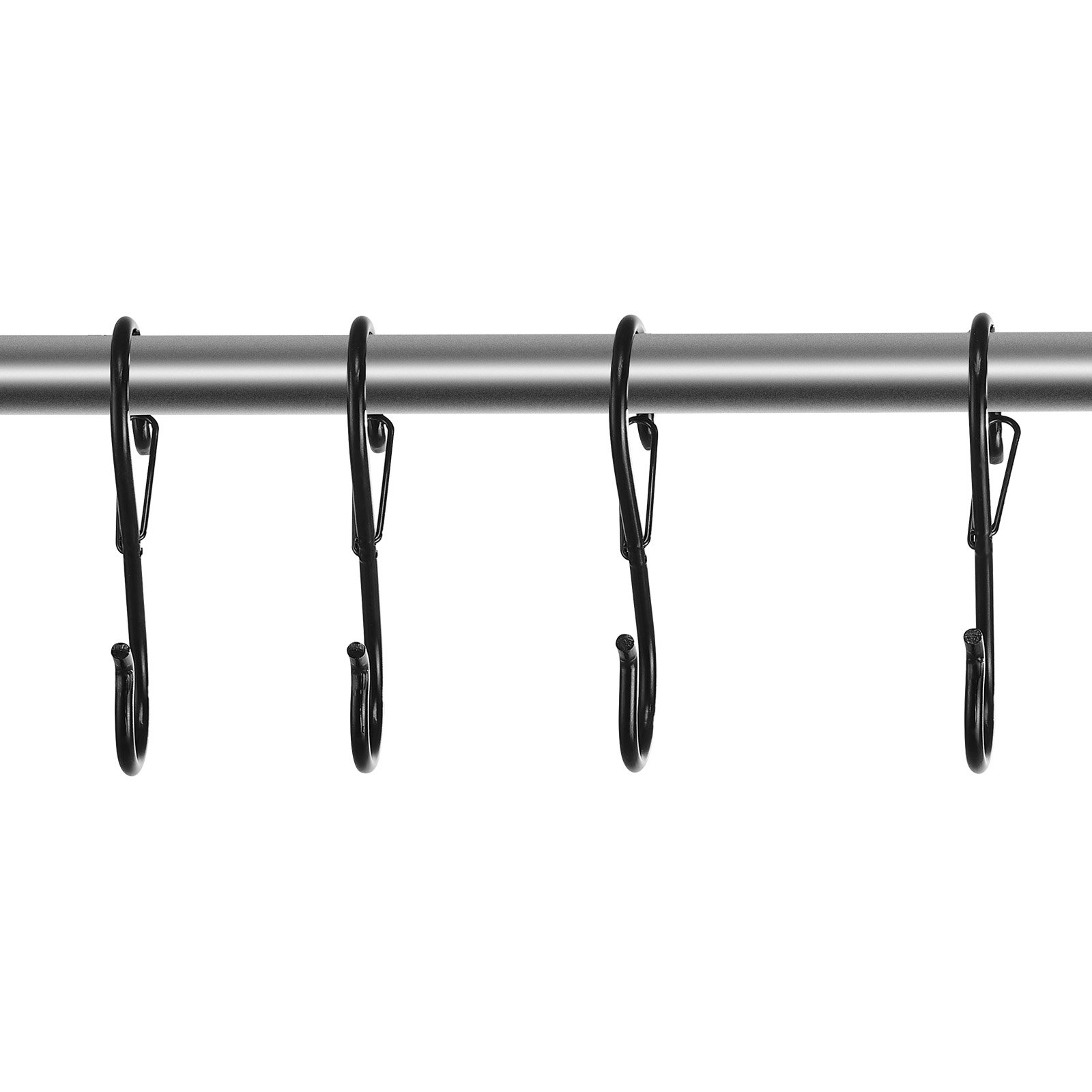 VEVOR S Hooks 36 Pack, 39.68 LBS Capacity for Bars up to 0.85 Inch, S Shaped Hooks with Safety Buckle, Heavy Duty Metal Hangers for Plants, Jeans, Clothes in Garden, Closet, Kitchen, Bedroom, Black