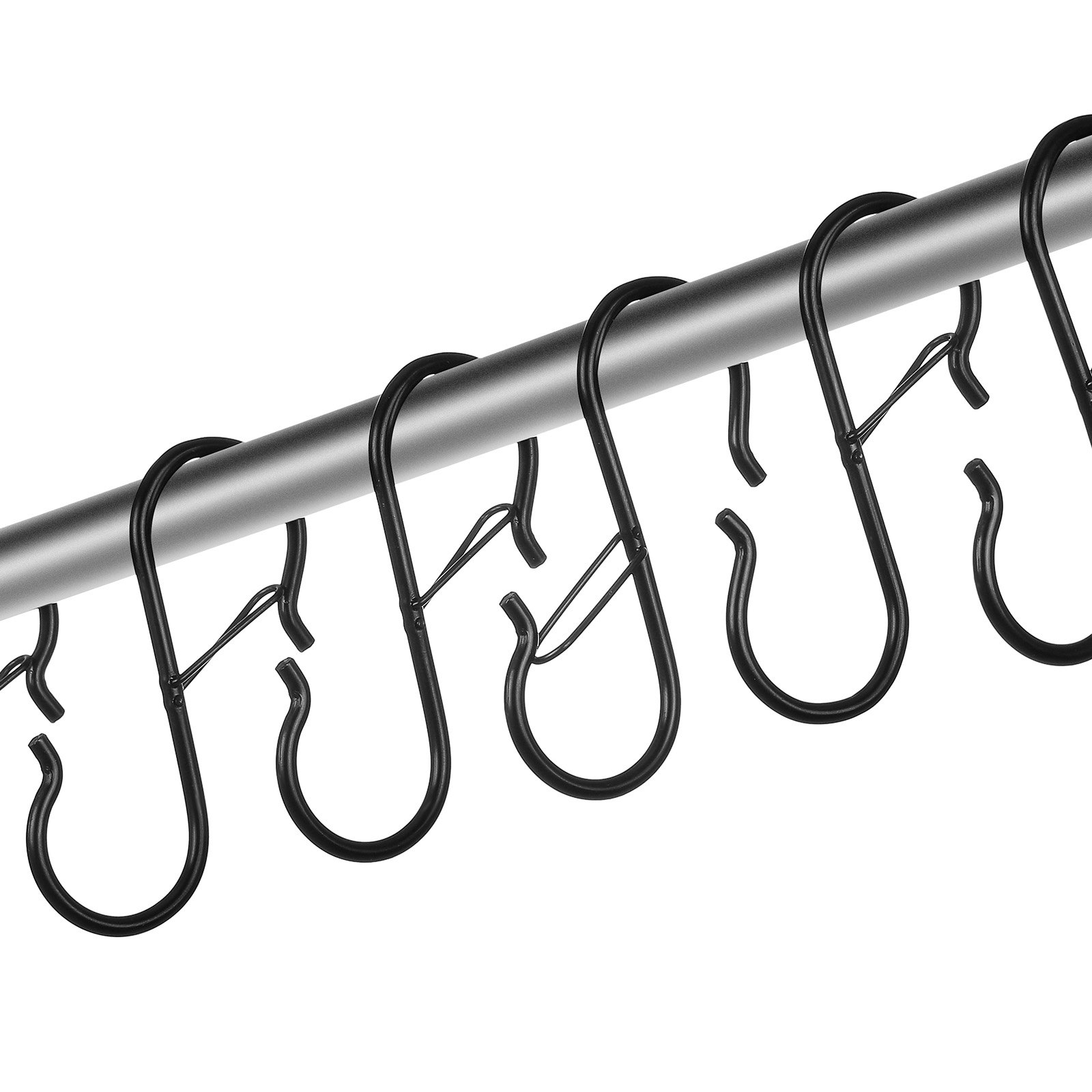 VEVOR S Hooks 36 Pack, 39.68 LBS Capacity for Bars up to 0.85 Inch, S Shaped Hooks with Safety Buckle, Heavy Duty Metal Hangers for Plants, Jeans, Clothes in Garden, Closet, Kitchen, Bedroom, Black
