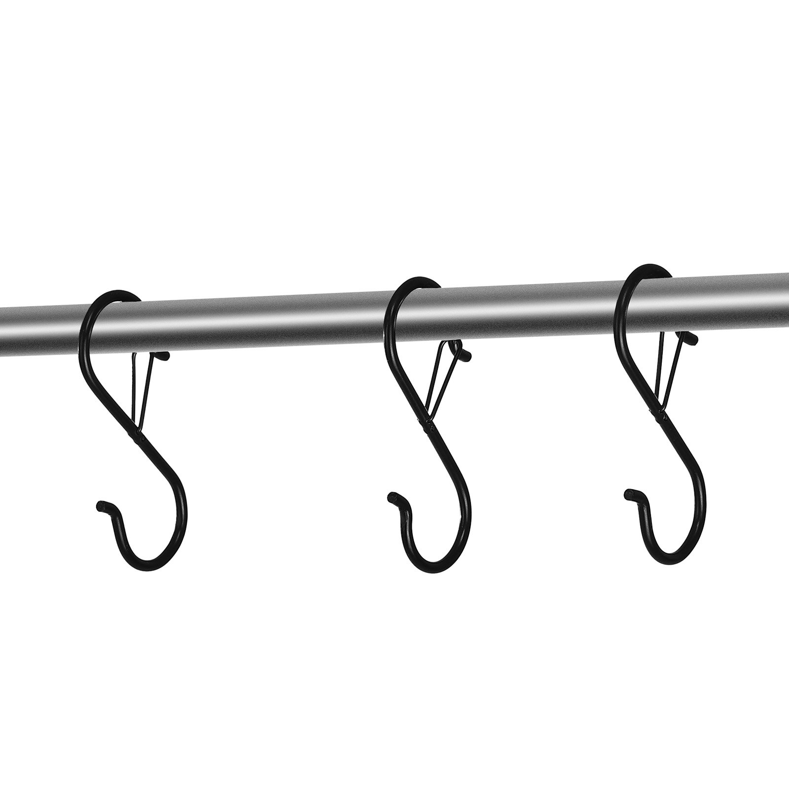 VEVOR S Hooks 36 Pack, 39.68 LBS Capacity for Bars up to 0.85 Inch, S Shaped Hooks with Safety Buckle, Heavy Duty Metal Hangers for Plants, Jeans, Clothes in Garden, Closet, Kitchen, Bedroom, Black