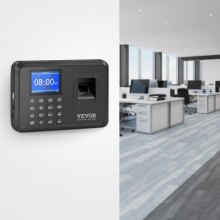 VEVOR Time Clock, Fingerprint Time Clocks for Employees Small Business, Biometric Time Clock with USB Drive, Automatic Punch in/Out, No Monthly Fees