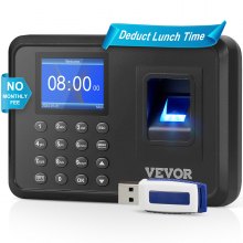 VEVOR Time Clock, Fingerprint Time Clocks for Employees Small Business, Biometric Time Clock with USB Drive, Automatic Punch in/Out, No Monthly Fees