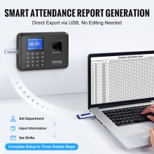 VEVOR Time Clock Biometrisk klokke 100 000 registrerer ansattes oppmøtemaskin