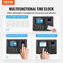 VEVOR Time Clock, Employee Attendance Machine with Fingerprint, RFID and PIN Punching in One, Standalone Biometric Clock in Machine for Employees Small Business with 5 RFID Cards & No Monthly Fees