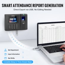 Reloj biométrico VEVOR con 100 000 registros para controlar la asistencia de los empleados