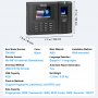 VEVOR Time Clock Biometric Clock 100000 Records Employee Attendance Machine