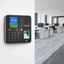 Relojes de control de tiempo VEVOR para empleados de pequeñas empresas con reconocimiento facial, de huellas dactilares, RFID y PIN en uno, reloj de control de tiempo biométrico con 5 tarjetas RFID y unidad USB, registro automático de entrada y salida, sin tarifas mensuales