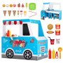 VEVOR Ice Cream Truck Wooden Playset Pretend Play Stand for Kids Aged 3-7