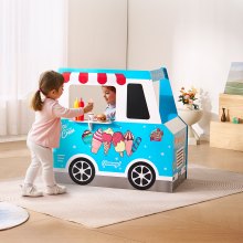 VEVOR Ice Cream Truck Wooden Playset Pretend Play Stand for Kids Aged 3-7