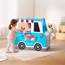 VEVOR Ice Cream Truck Wooden Playset Pretend Play Stand for Kids Aged 3-7