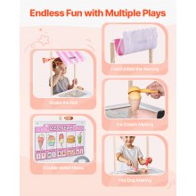 VEVOR Ice Cream Cart for Kids Pretend Play Ice Cream Shop for Kids Aged 3-7