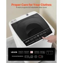 VEVOR Portable Washing Machine, Portable Washer 1.3 cu.ft with LED Display, Stainless Steel Drum, 8 Wash Programs & 6 Adjustable Water Levels, Portable Washer Machine for Apartments, RVs, and Dorms