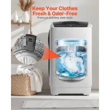 VEVOR Portable Washing Machine, Portable Washer 1.3 cu.ft with LED Display, Stainless Steel Drum, 8 Wash Programs & 6 Adjustable Water Levels, Portable Washer Machine for Apartments, RVs, and Dorms