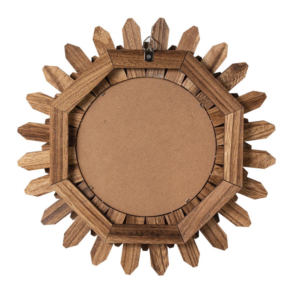 VEVOR Wall Mirror Decorative, 12-inch Rustic Wood Wall Decor Mirror, Boho Sunburst Aesthetic Mirrors for Bedroom Living Room Bathroom Entryway - Warming Gifts for New Home (Carbonized Black)