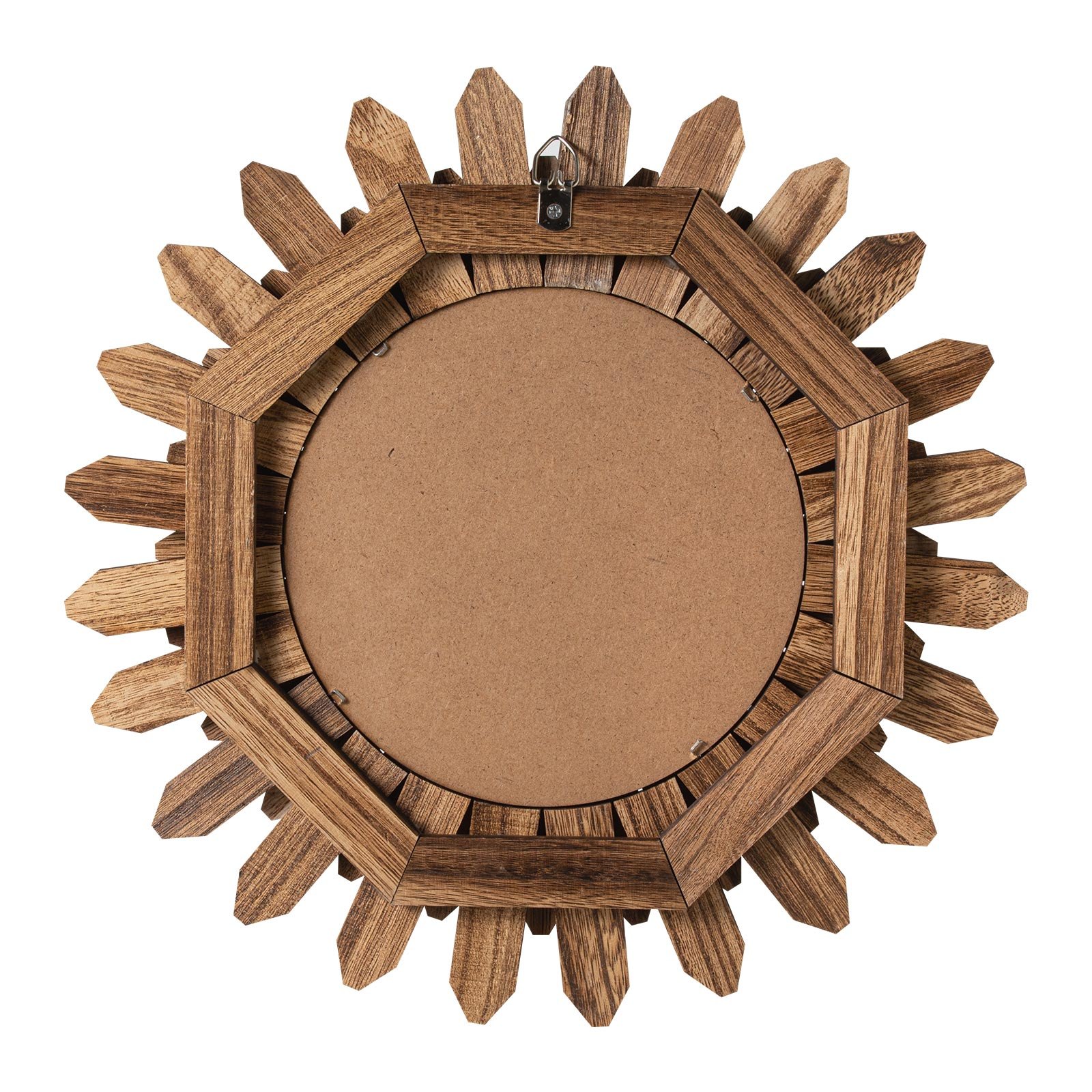 VEVOR Wall Mirror Decorative, 12-inch Rustic Wood Wall Decor Mirror, Boho Sunburst Aesthetic Mirrors for Bedroom Living Room Bathroom Entryway - Warming Gifts for New Home (Carbonized Black)