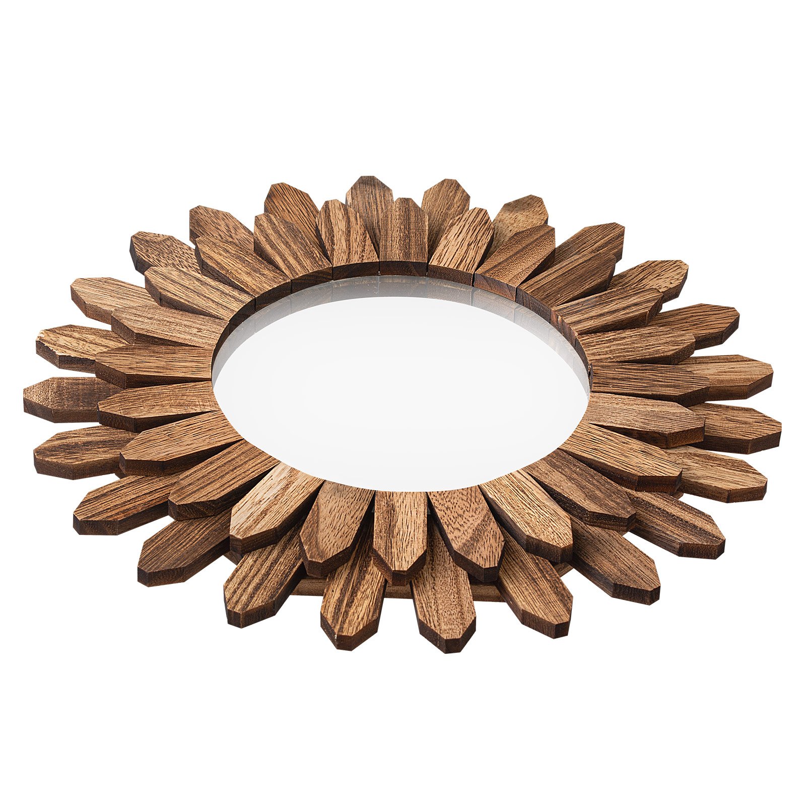 VEVOR Wall Mirror Decorative, 12-inch Rustic Wood Wall Decor Mirror, Boho Sunburst Aesthetic Mirrors for Bedroom Living Room Bathroom Entryway - Warming Gifts for New Home (Carbonized Black)