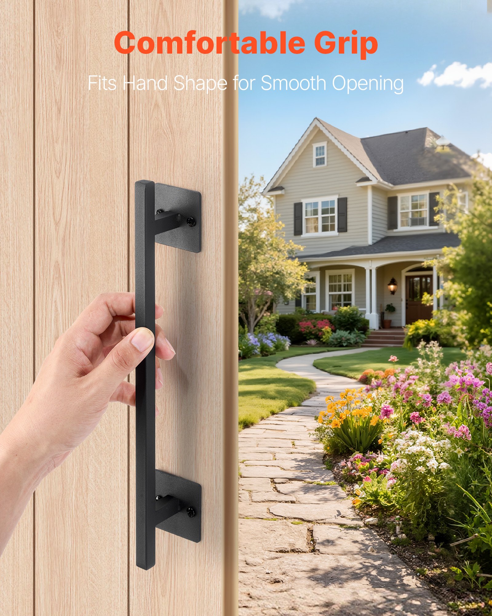 VEVOR Barn Door Handle, 12.6 in Rustic Fence Gate Handle, Rust-Resistant Coating, Heavy Duty Carbon Steel Outdoor Gate Handles, Easy to Install, Metal Sliding Door Pulls for Garage Shed Closet Pantry