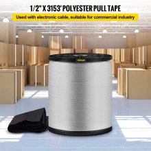 VEVOR 1250 lbs polyester trekktape, 3153' x 1/2" flat tape for lednings- og kabelrørarbeid Variable funksjoner, flatt tau for trekking/lasting/pakking i ethvert vær CONDITON