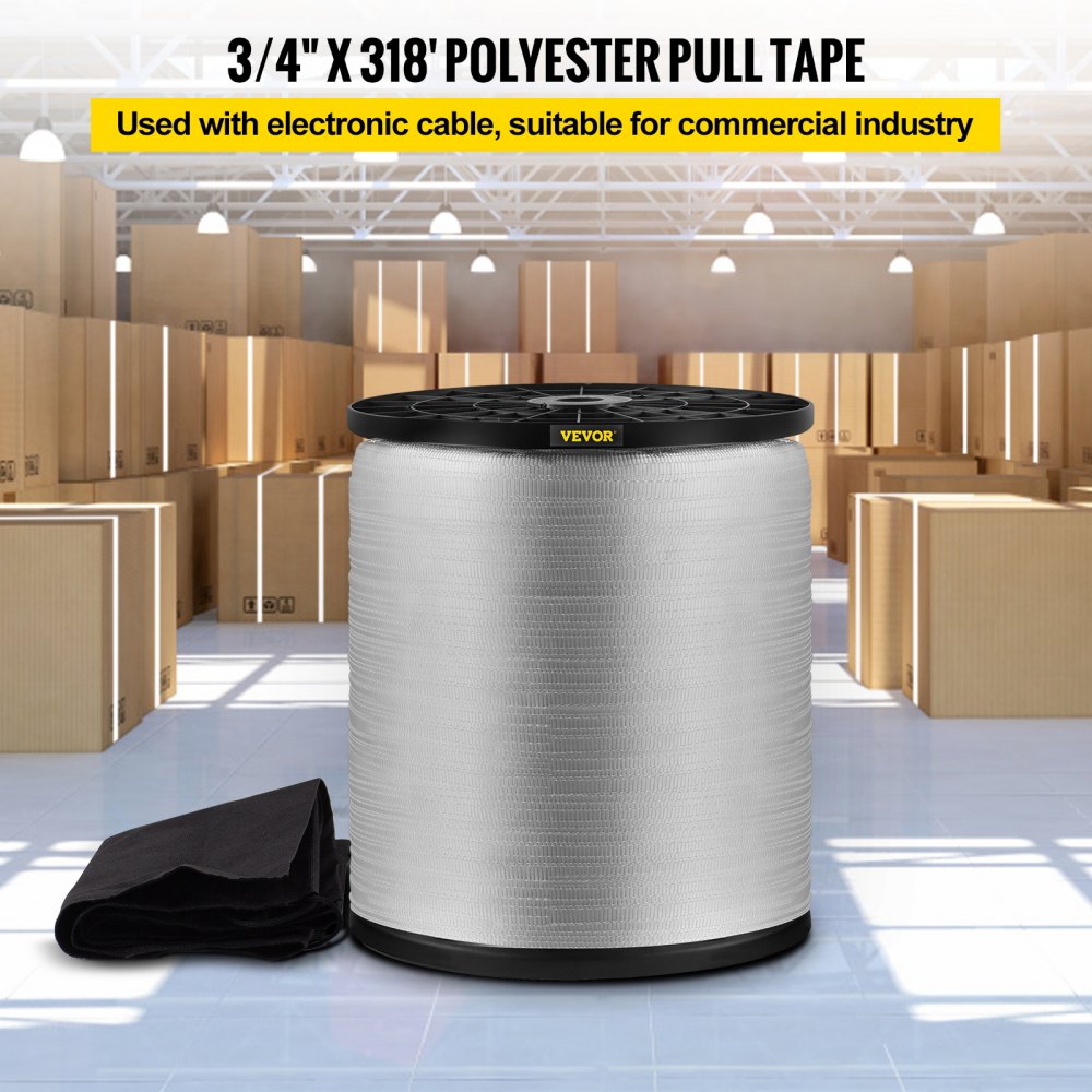 VEVOR 2722 kg Polyester Pull Tape,25.4mm x 161m Flat Tape for Wire & Cable Conduit Work Variable Functions, Flat Rope for Pulling/Loading/Packing in Any Weather CONDITON