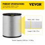 VEVOR polyester pull tape 318ft spool, 2500lbs tensile, 3/4in width.