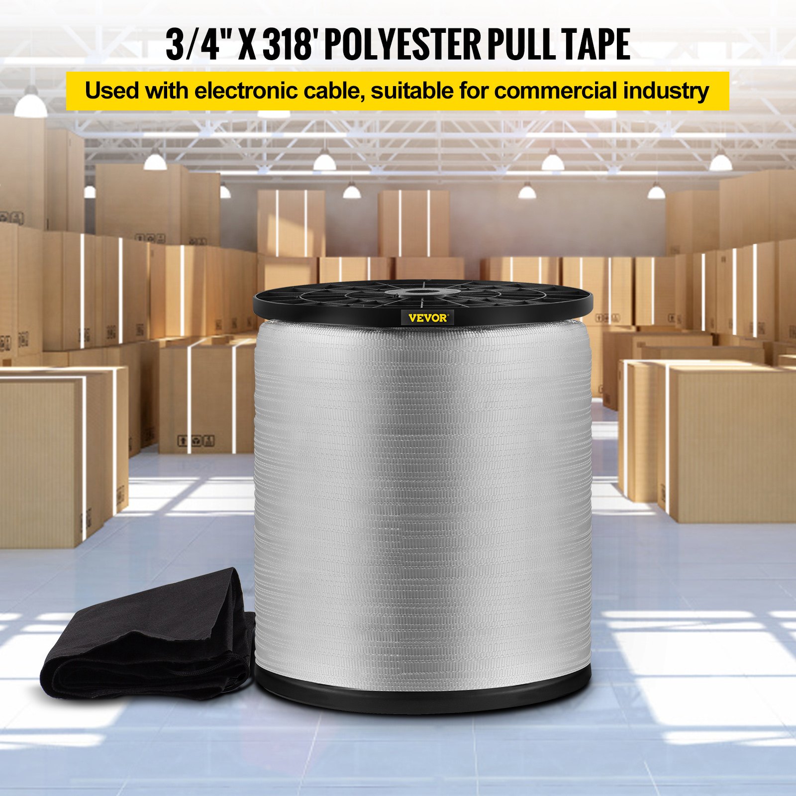 VEVOR 2722 kg Polyester Pull Tape,25.4mm x 161m Flat Tape for Wire & Cable Conduit Work Variable Functions, Flat Rope for Pulling/Loading/Packing in Any Weather CONDITON