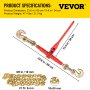 VEVOR Chain Load Binder, 5/16"-3/8" Tie Down Kit w/ 8800LBS Working Load Capacity & Two Grab Hooks, Includes (2) Ratchet Binders - (2) 21' Grade 80 Chains, Transport Load Package for Hauling, Towing
