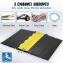 VEVOR Rubber Cable Protector Ramp, 5 Channel, 10000 kg/axle Capacity Heavy Duty Wire Cover Ramp Hose Cord Ramp Driveway, Traffic Speed Bump with Flip-Open Top Cover, ADA Compliant for Indoor & Outdoo