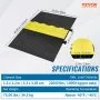 VEVOR Rubber Cable Protector Ramp, 5 Channel, 10000 kg/axle Capacity Heavy Duty Wire Cover Ramp Hose Cord Ramp Driveway, Traffic Speed Bump with Flip-Open Top Cover, ADA Compliant for Indoor & Outdoo
