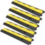 VEVOR Cable Protector Ramp, 5 Packs 2 Channels Speed Bump Hump, Rubber Modular Speed Bump Rated 4989.5 kg Load Capacity, Protective Wire Cord Ramp Driveway Rubber Traffic Speed Bumps Cable Protector