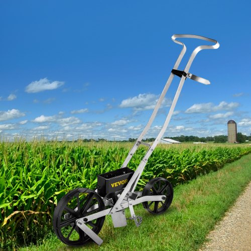 VEVOR Garden Seeder, Metal Precision Garden Push Seeder With 6 Seed Plates, Walk-Behind Row Crop Planter, Manual Garden Lawn Spreader for Sowing Seeds, Backyard Agriculture for Various Seeds
