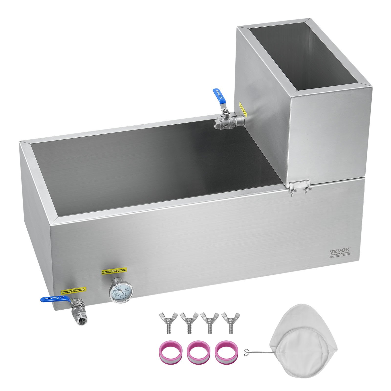VEVOR Maple Syrup Evaporator Pan, 19.6 Gallon, 285 Cups of 8.8oz Maple Syrup, Flat Evaporator Pan with Thermometer, 2 Valves and 3 Heating Methods, 304 Stainless Steel Maple Syrup Pan for Home, Outdoor