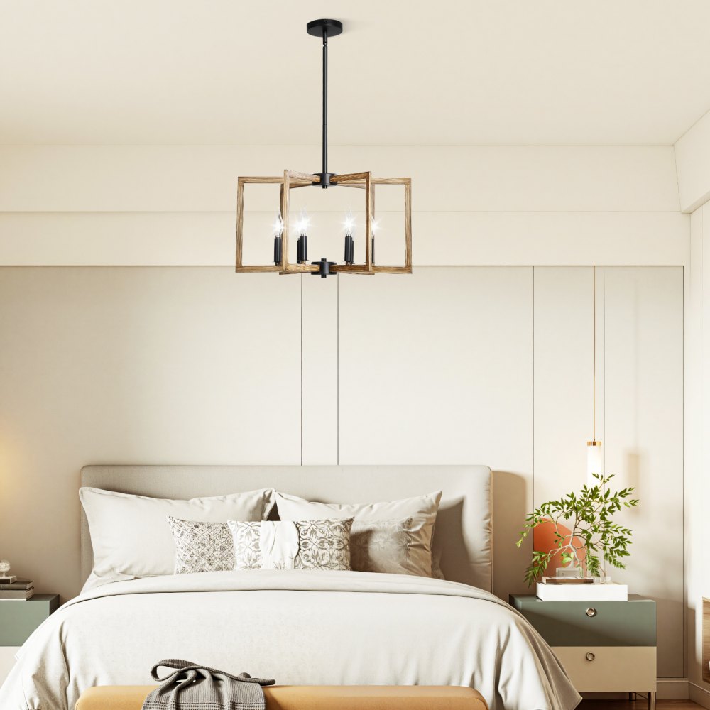 VEVOR 6-Light Chandelier, Metal Farmhouse Chandelier, Adjustable Height, Dining Room Hanging Light Fixture for Ceilings, Modern Chandelier for Bedroom, Foyer, Hall, Kitchen, Living Room and Entryway