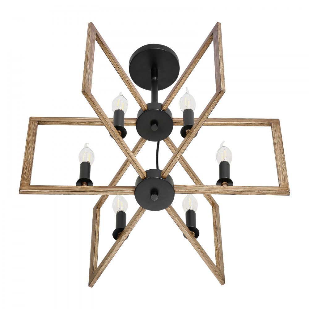 VEVOR 6-Light Chandelier, Metal Farmhouse Chandelier, Adjustable Height, Dining Room Hanging Light Fixture for Ceilings, Modern Chandelier for Bedroom, Foyer, Hall, Kitchen, Living Room and Entryway