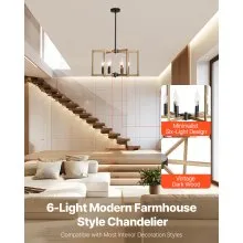 6-Light Chandelier Metal Modern Chandelier Adjustable Height for Ceilings