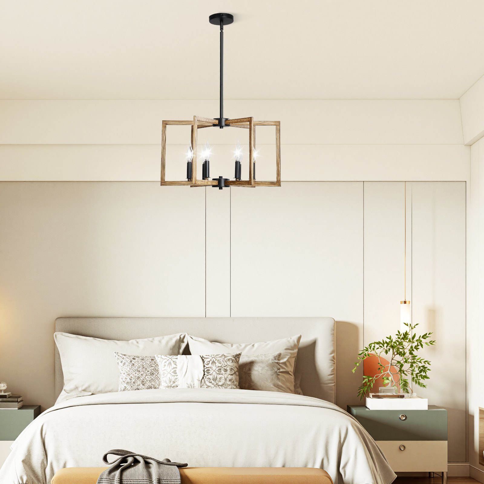 VEVOR 6-Light Chandelier, Metal Farmhouse Chandelier, Adjustable Height, Dining Room Hanging Light Fixture for Ceilings, Modern Chandelier for Bedroom, Foyer, Hall, Kitchen, Living Room and Entryway