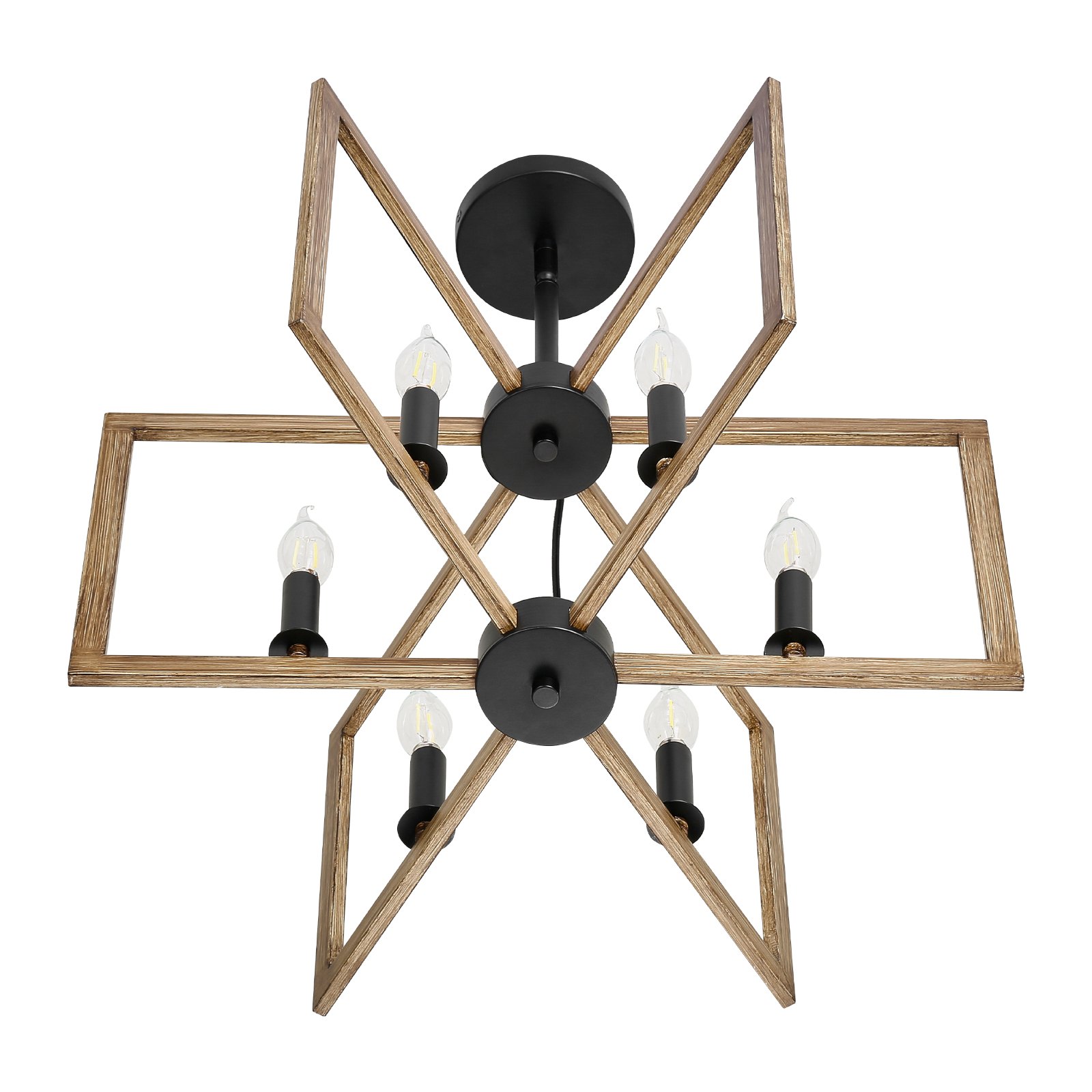 VEVOR 6-Light Chandelier, Metal Farmhouse Chandelier, Adjustable Height, Dining Room Hanging Light Fixture for Ceilings, Modern Chandelier for Bedroom, Foyer, Hall, Kitchen, Living Room and Entryway