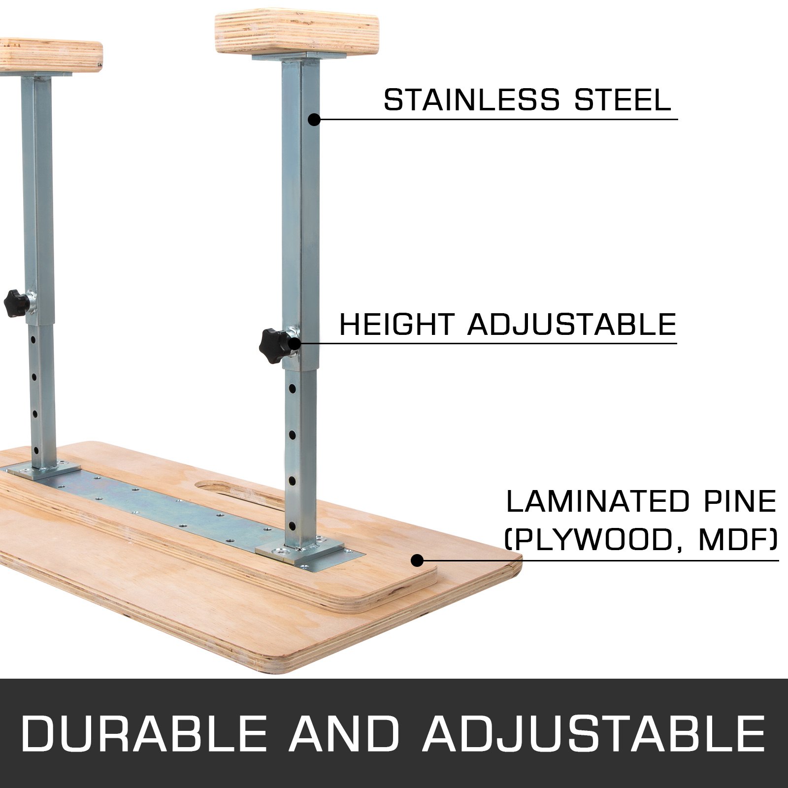 VEVOR Bastones de soporte de mano ajustables, 25 '' Altura Gimnasia Yoga Inversión Entrenamiento Pies arriba Bloques, Bastones de soporte de mano fijos Madera para yoga Gimnasia Pies arriba Entrenamiento