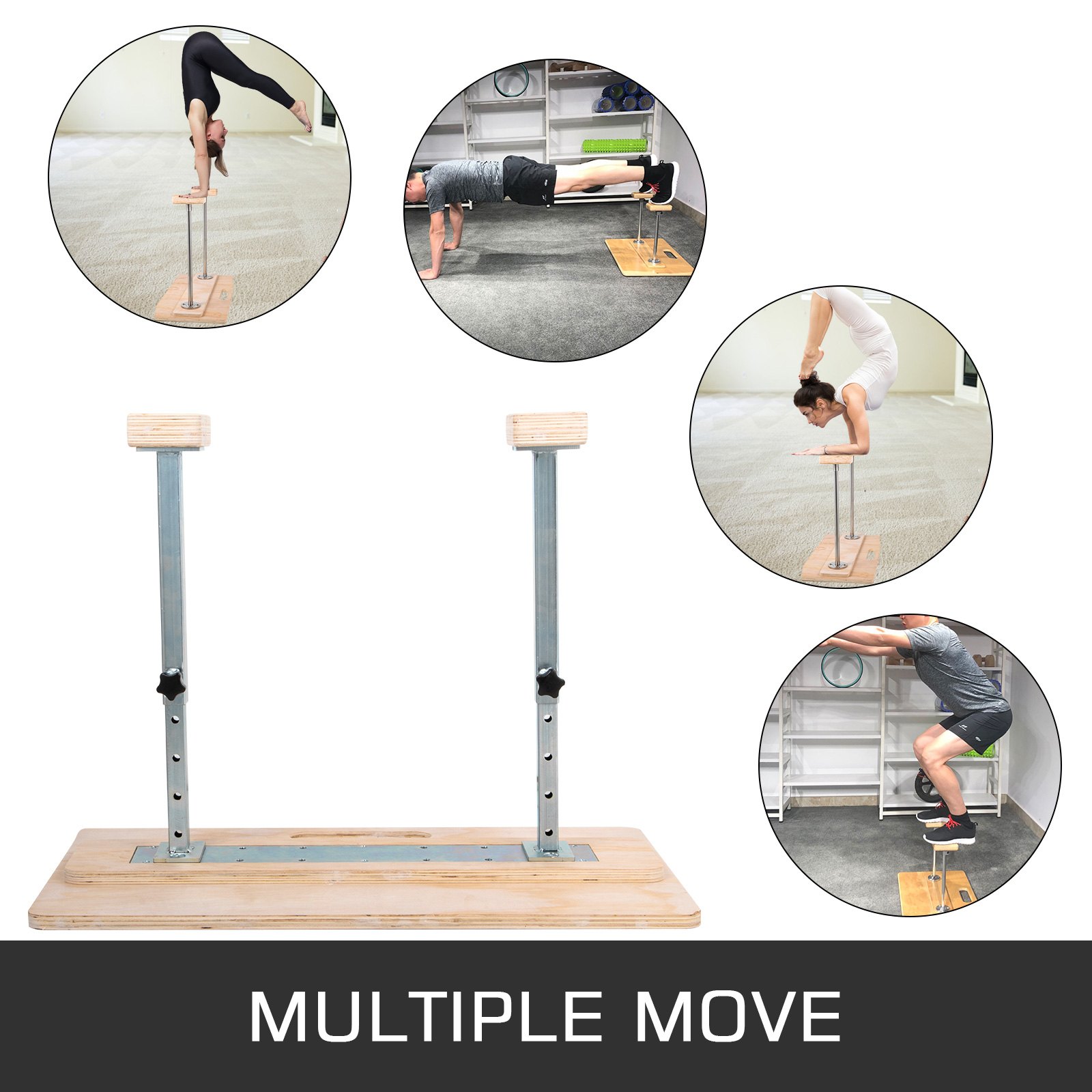 VEVOR Bastones de soporte de mano ajustables, 25 '' Altura Gimnasia Yoga Inversión Entrenamiento Pies arriba Bloques, Bastones de soporte de mano fijos Madera para yoga Gimnasia Pies arriba Entrenamiento