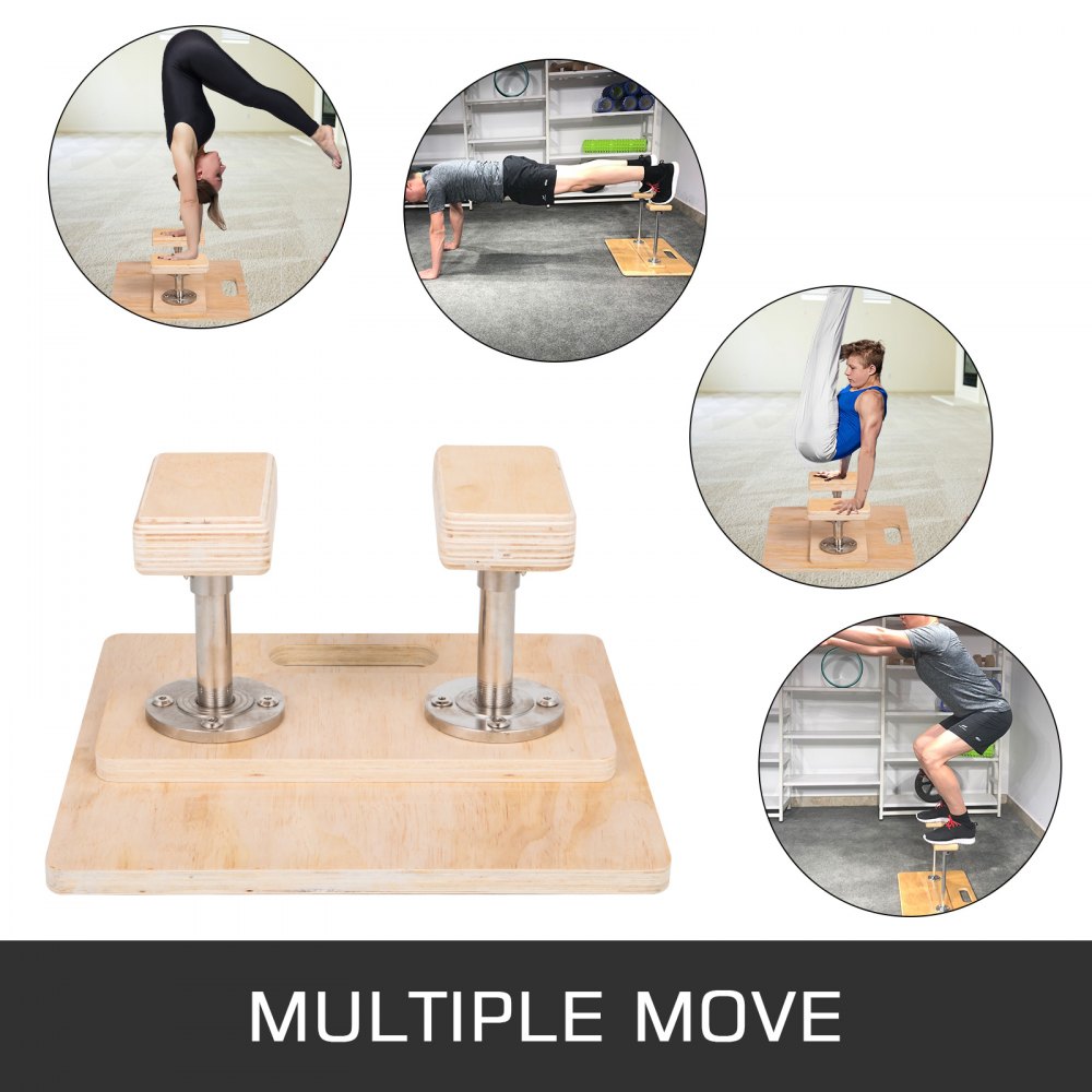 VEVOR Bastones fijos de altura de 8 pulgadas, entrenador de equilibrio de yoga de inversión de gimnasia, bastón de soporte de mano de madera con base de 16 x 16 pulgadas para entrenamiento de pies de gimnasia de yoga