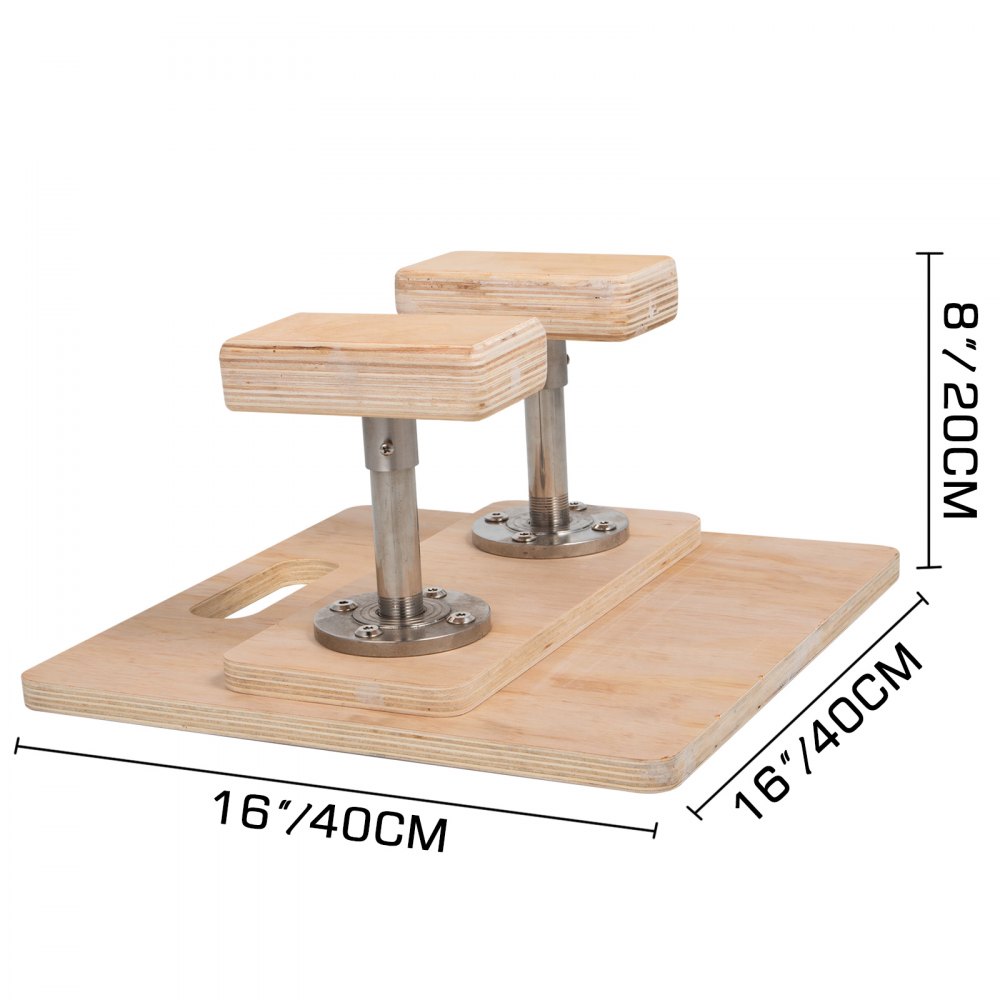 VEVOR Bastones fijos de altura de 8 pulgadas, entrenador de equilibrio de yoga de inversión de gimnasia, bastón de soporte de mano de madera con base de 16 x 16 pulgadas para entrenamiento de pies de gimnasia de yoga