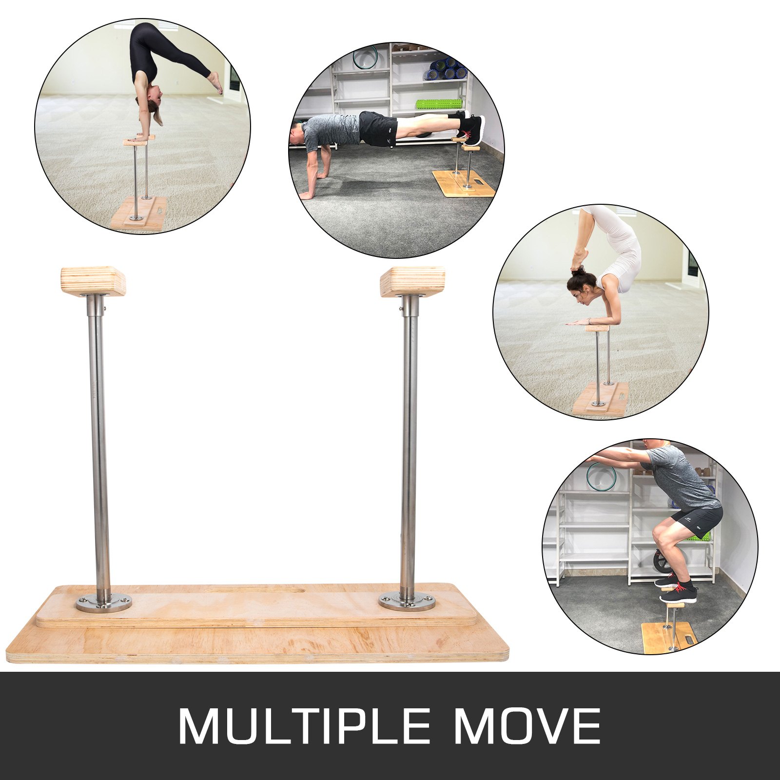 VEVOR 18'' Height Fixed Handstand Canes，400 Lbs Gymnastics Inversion Yoga Balance Trainer，Wood Hand Stand Cane 24''X16'' Base for Yoga Gymnastic Feet Up Training
