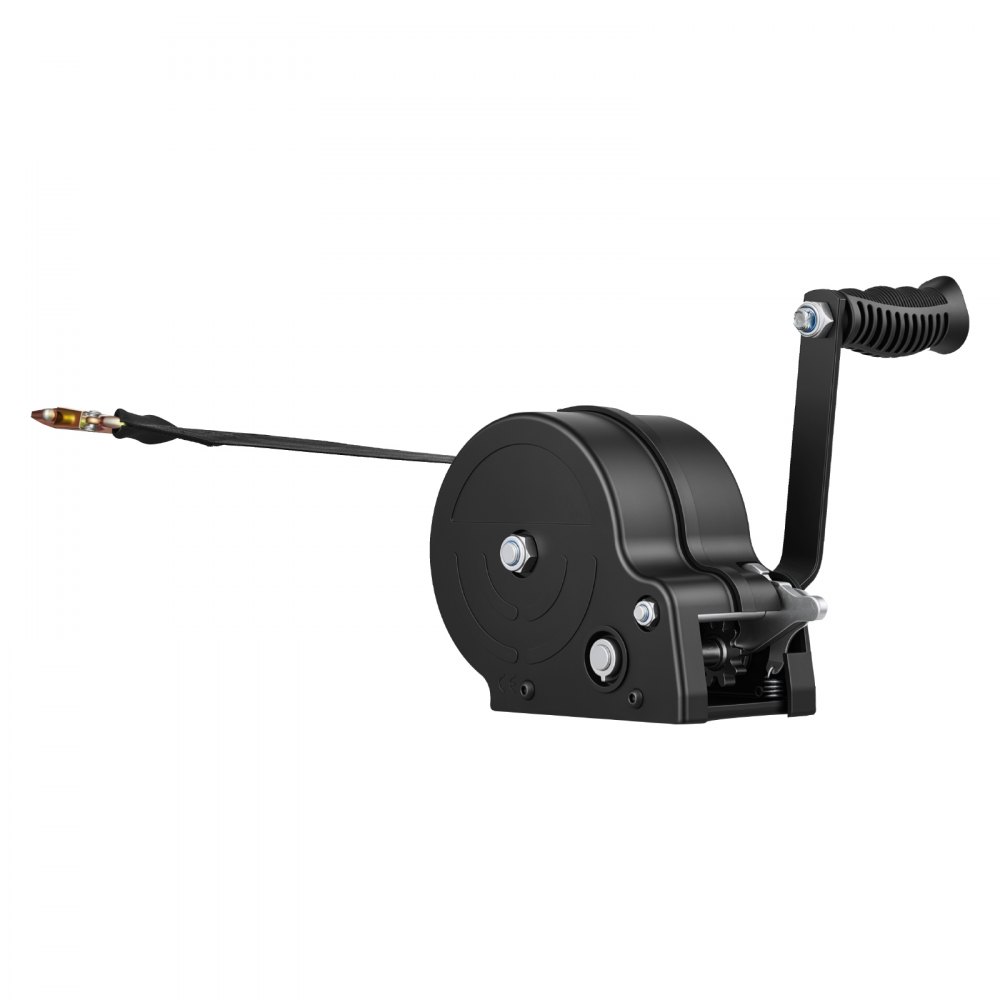 VEVOR Boat Winch, 726 kg Hand Winch, Heavy Duty Manual Rope Crank with 6.1m Orange Polyester Strap, Portable Two-Way Ratchet, 2 Speed Switchable, Anti-Slip Handle Gear for Boat Trailer ATV Towing