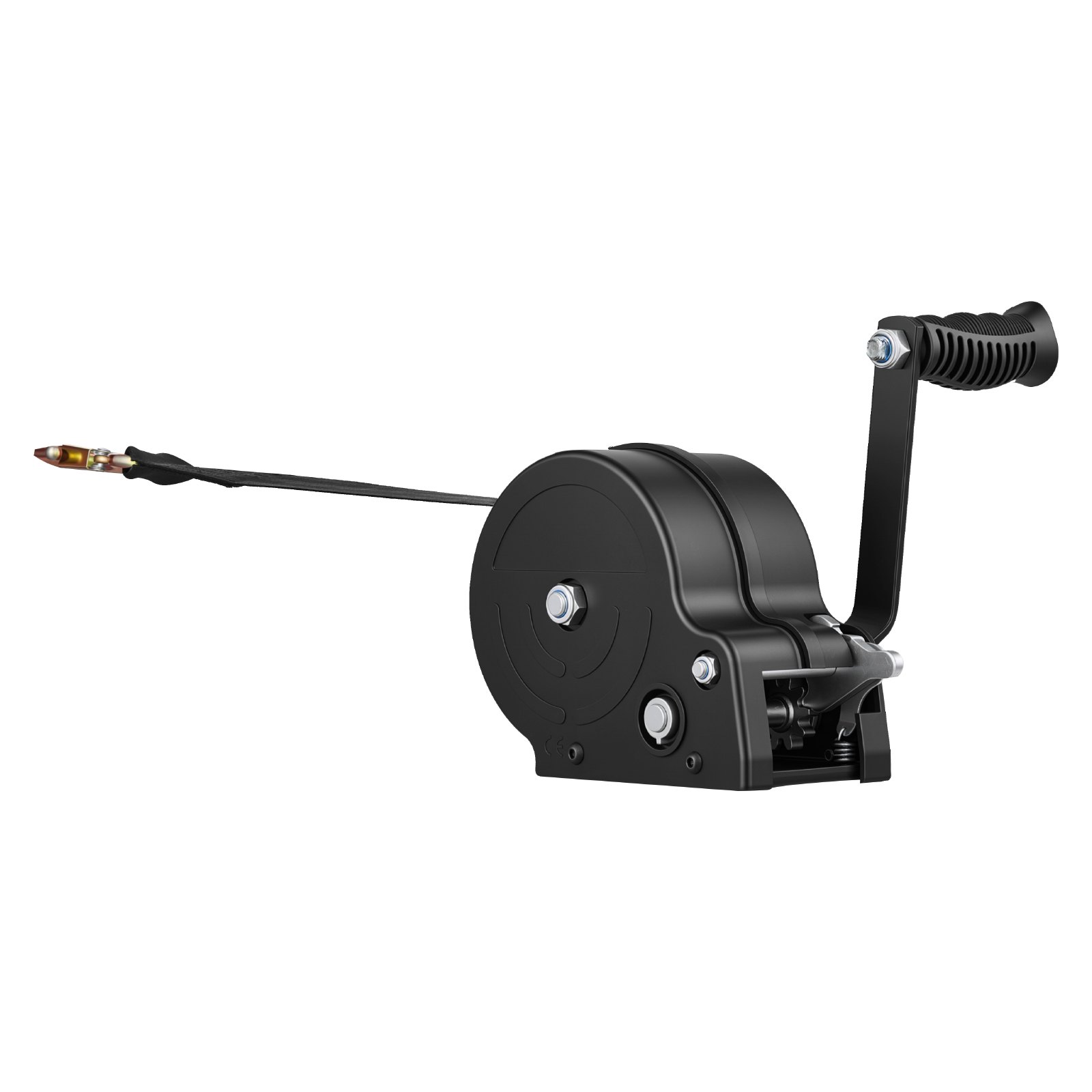 VEVOR Boat Winch, 726 kg Hand Winch, Heavy Duty Manual Rope Crank with 6.1m Orange Polyester Strap, Portable Two-Way Ratchet, 2 Speed Switchable, Anti-Slip Handle Gear for Boat Trailer ATV Towing