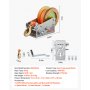 VEVOR Boat Winch, 1588 kg Hand Winch, Heavy Duty Manual Rope Crank with 6.1m Orange Polyester Strap, Portable Two-Way Ratchet, 2 Speed Switchable, Anti-Slip Handle Gear for Boat Trailer ATV Towing