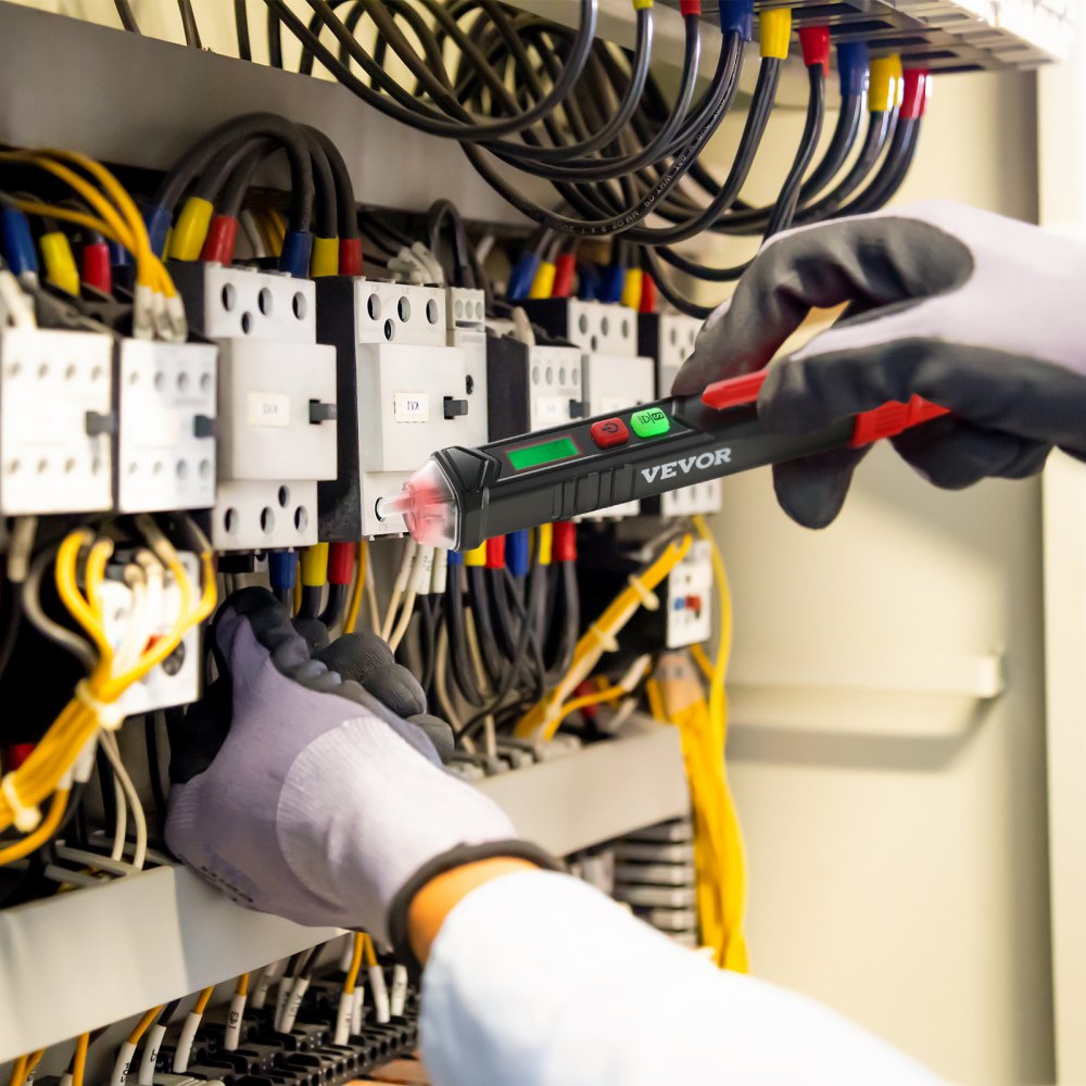 VEVOR Voltage Tester, Non-Contact Voltage Detector with Adjustable Sensitivity, Dual Range AC 12V-1000V/48V-1000V Live & Null Wire Tester Pen with Visual and Audible Alarms, CAT III 1000V Rating