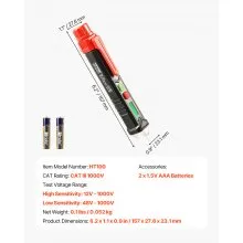 VEVOR Voltage Tester Non-Contact Voltage Tester Pen with Adjustable Sensitivity
